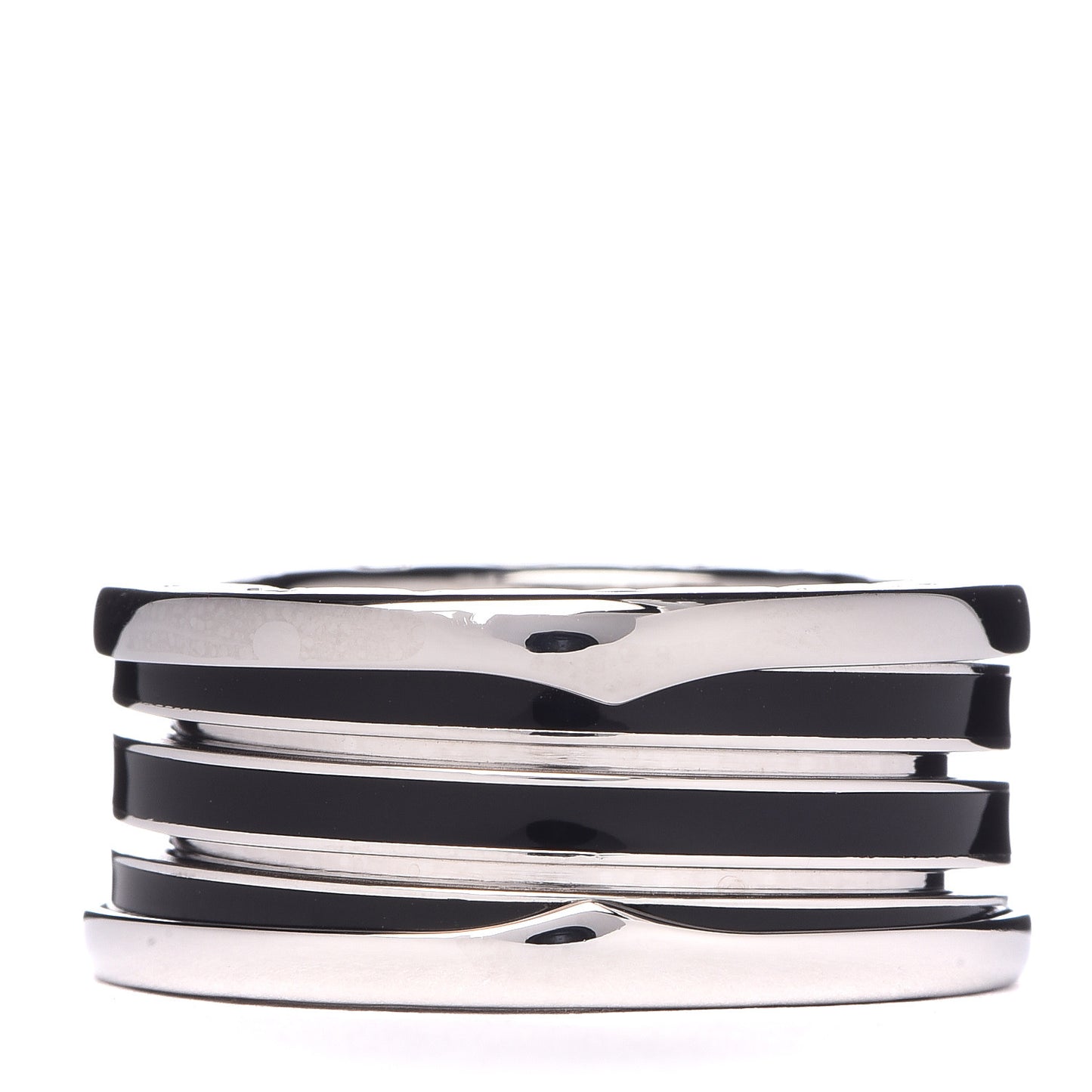18K White Gold Black Enamel B.Zero1 Three-Band Ring 57 8