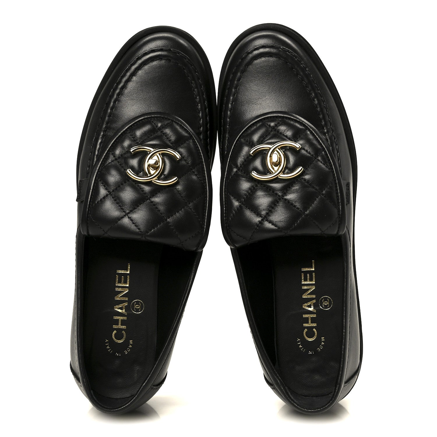 Chanel Lambskin Quilted CC Turnlock Loafers 38.5 Black 2 of 11