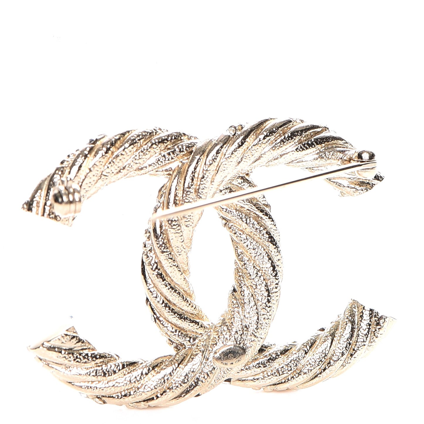 Crystal Twisted CC Brooch Light Gold