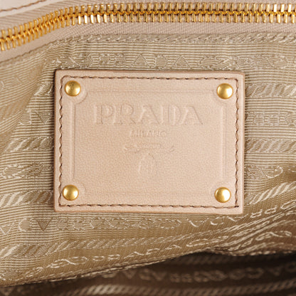 Prada Soft Calf Pleated Shopping Tote Talco 10 of 12