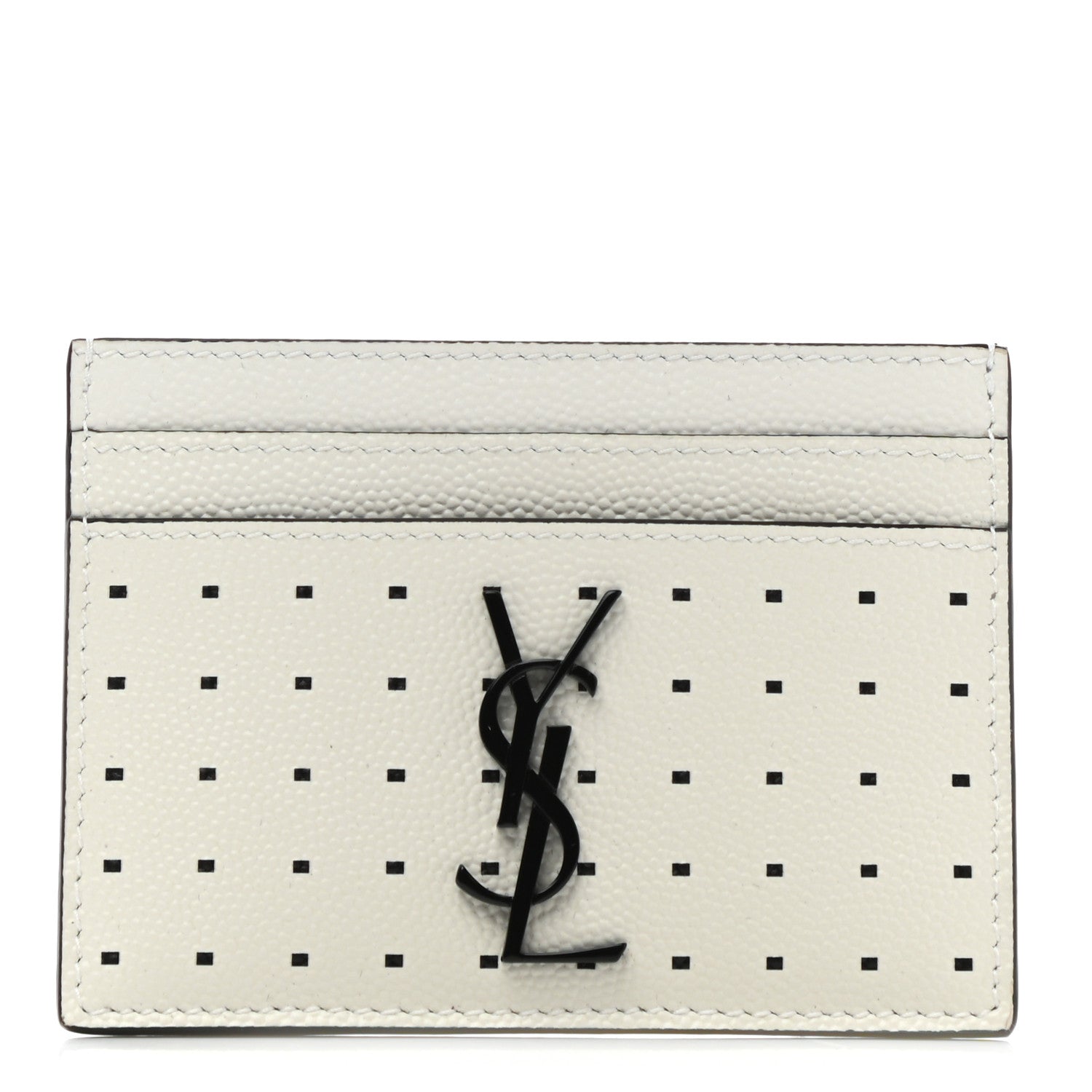 Saint Laurent Grain De Poudre Geo Print Card Case White Black 1 of 7