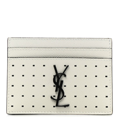 Saint Laurent Grain De Poudre Geo Print Card Case White Black 1 of 7