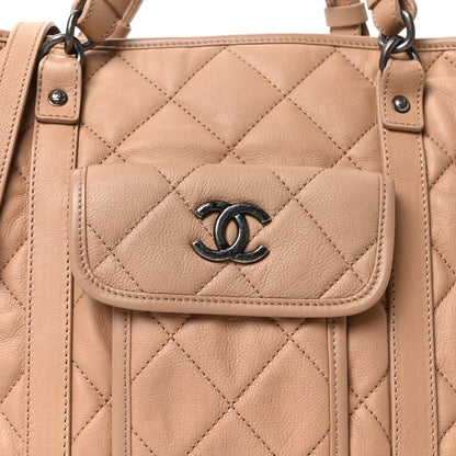 Chanel Calfskin Quilted Small Casual Riviera Tote Beige 8 of 10
