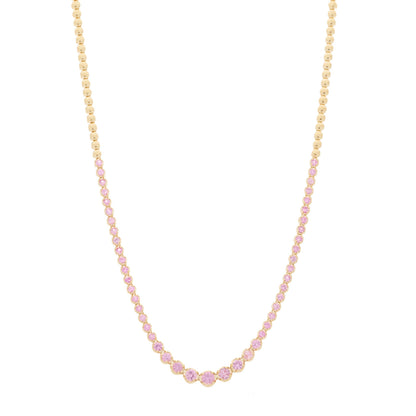 Jennifer Meyer 18K Yellow Gold Pink Sapphire Graduated Tennis Necklace 1 of 5