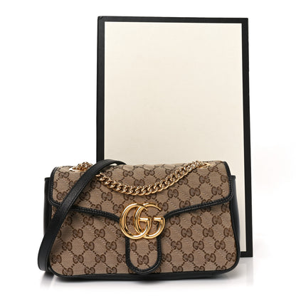 Gucci Monogram Matelasse Diagonal Small GG Marmont Shoulder Bag Beige Black 11 of 11