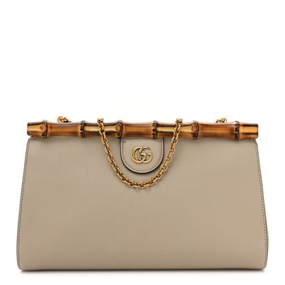 Gucci Wonka Grain Calfskin Diana Bamboo Clutch With Chain Oatmeal 1 of 10