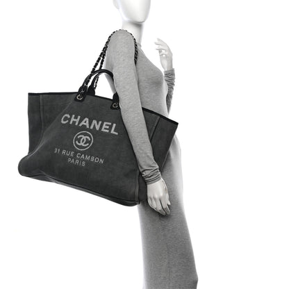 Chanel Canvas Extra Large Deauville Tote Grey 2 of 11