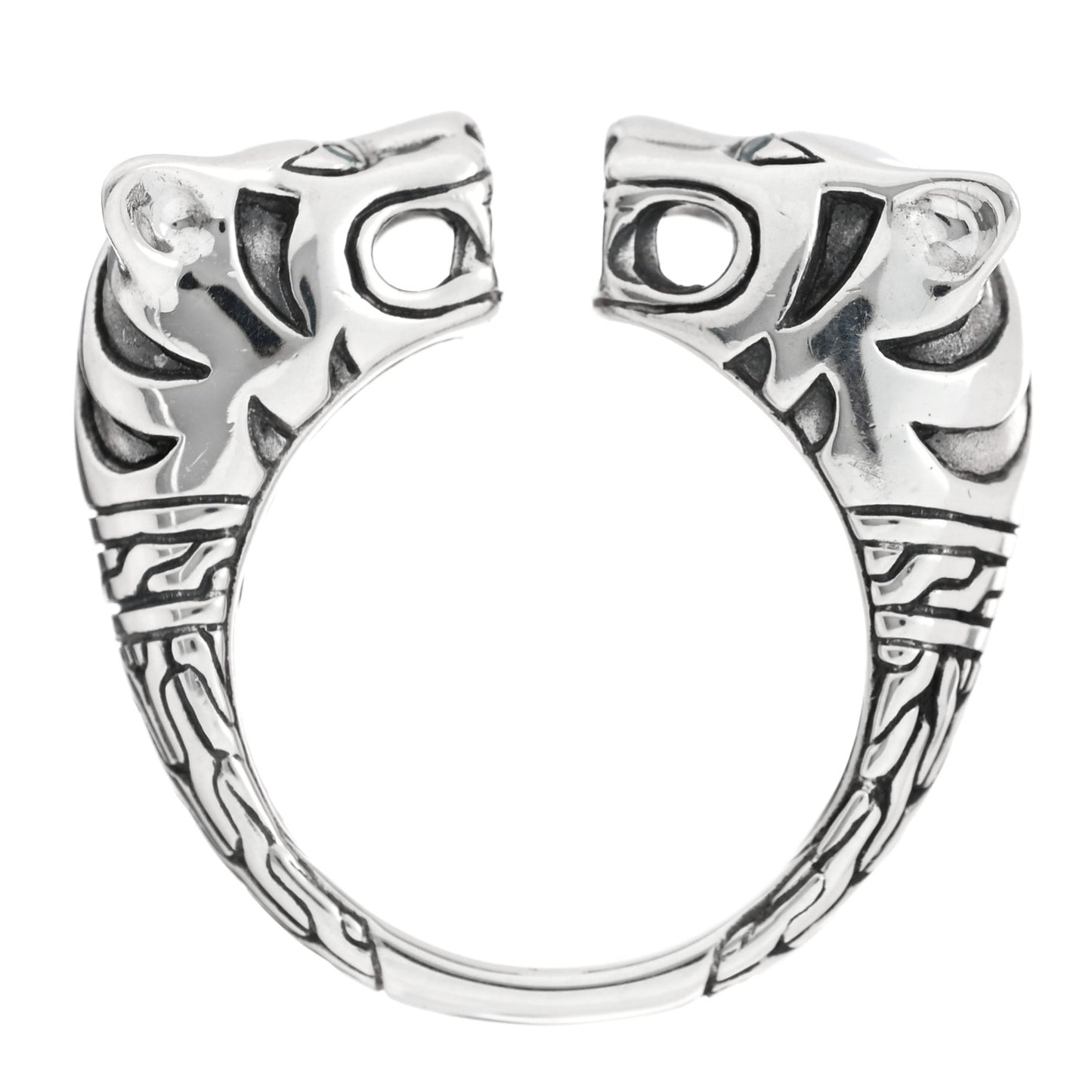 Sterling Silver Blue Topaz Macan Tiger Ring 54 6.75