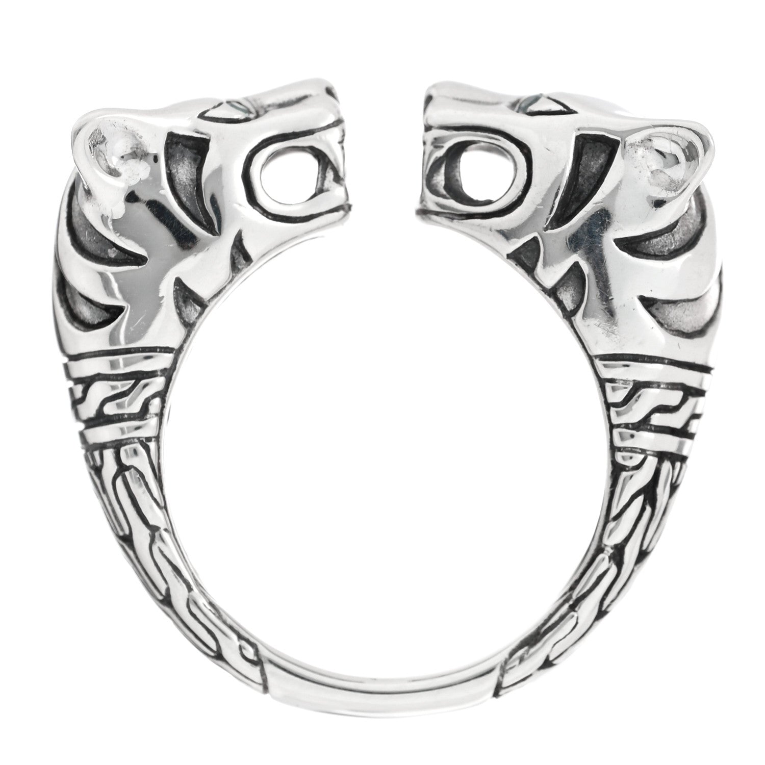 John Hardy Sterling Silver Blue Topaz Macan Tiger Ring 54 6.75 3 of 5