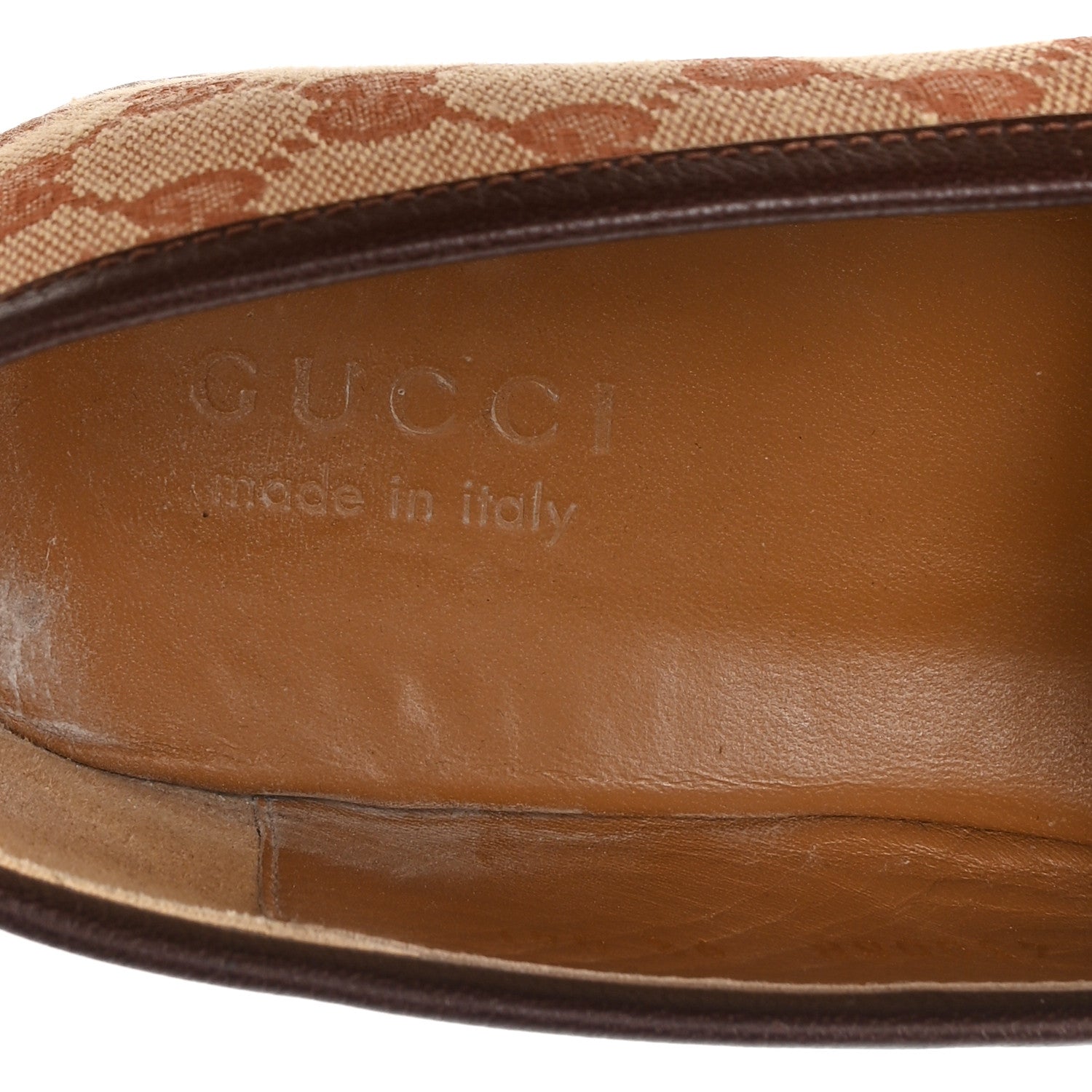 Gucci Canvas GG Monogram Horsebit Mens Jordaan Loafers 9.5 Beige Ruggine Light Brown 8 of 10