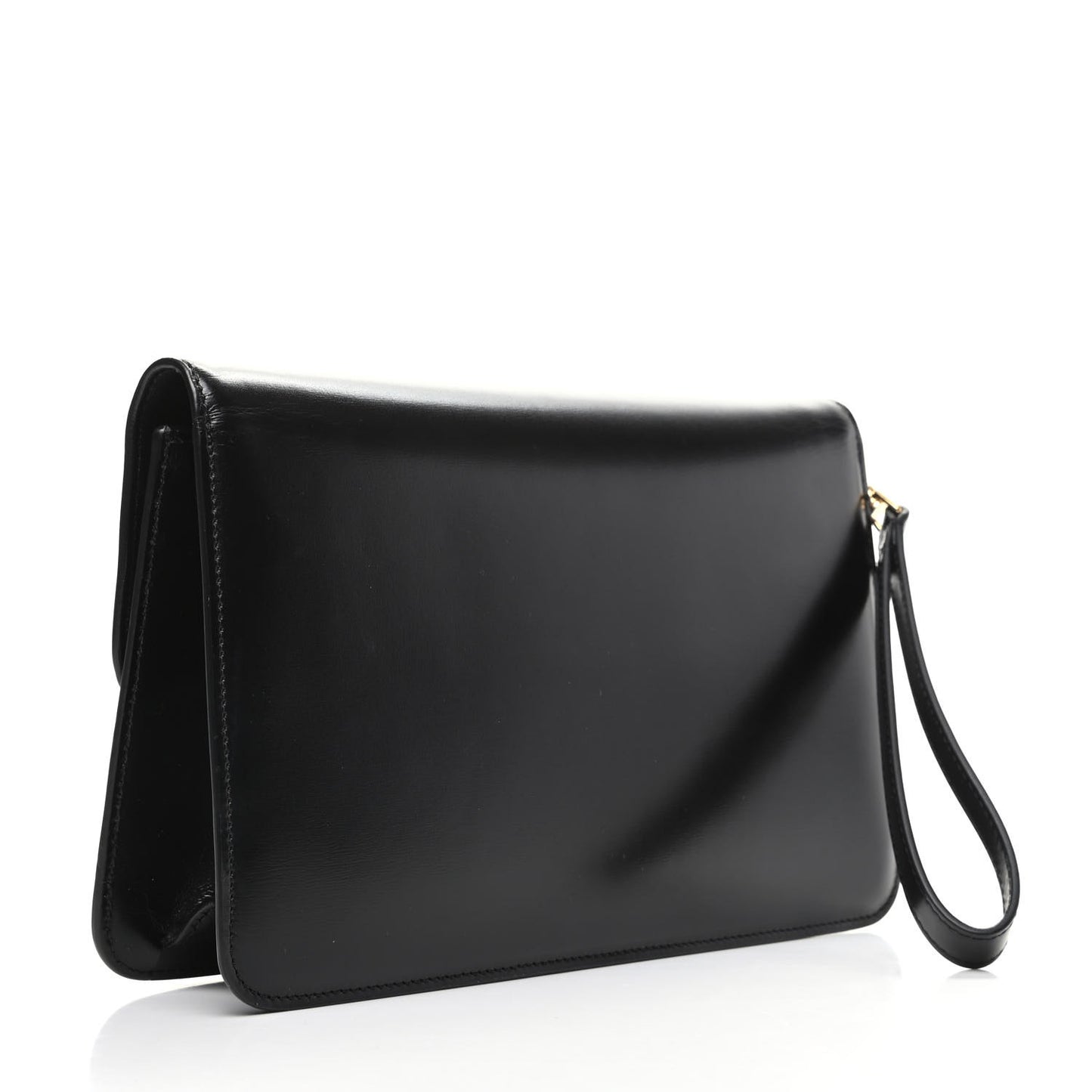 Shiny Calfskin Triomphe Clutch Black