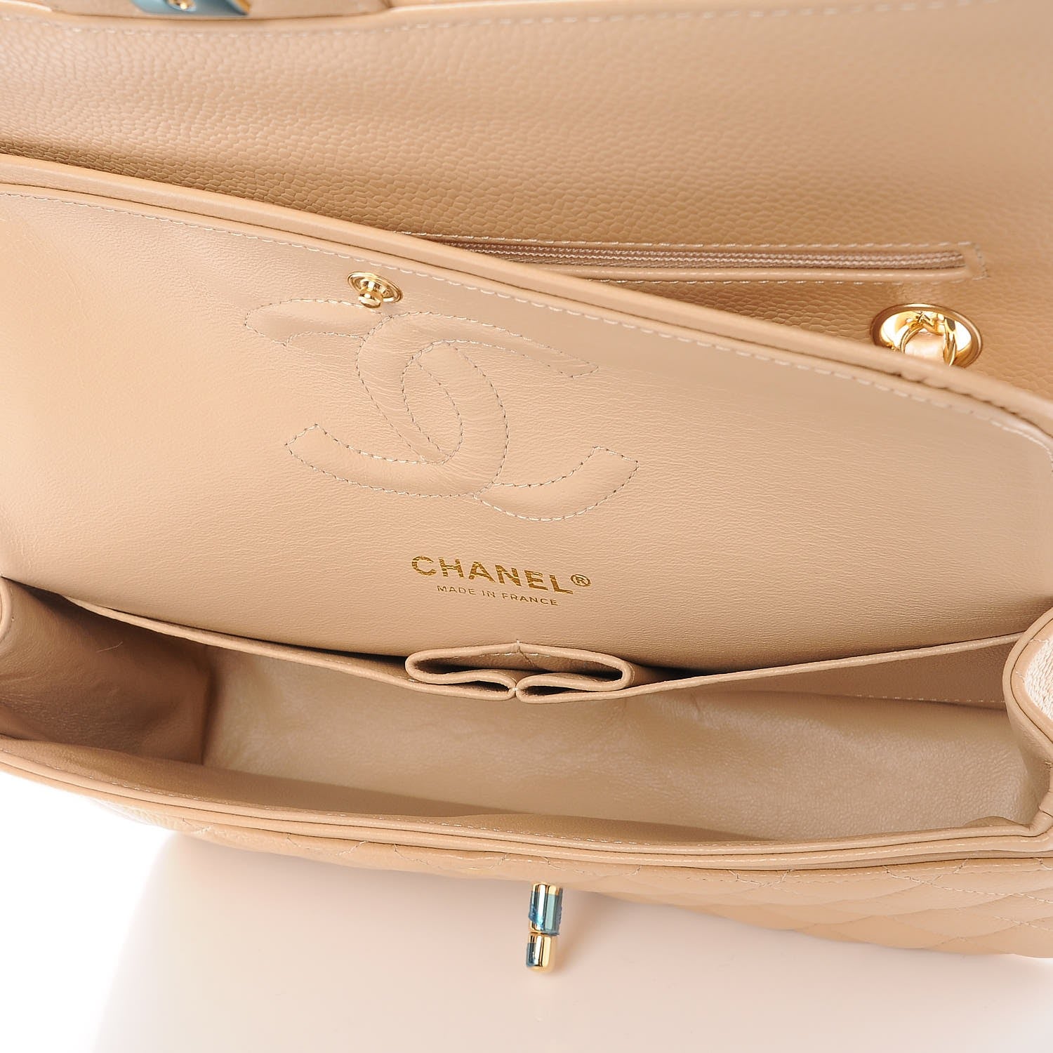 Chanel Caviar Quilted Medium Double Flap Beige Clair 7 of 9