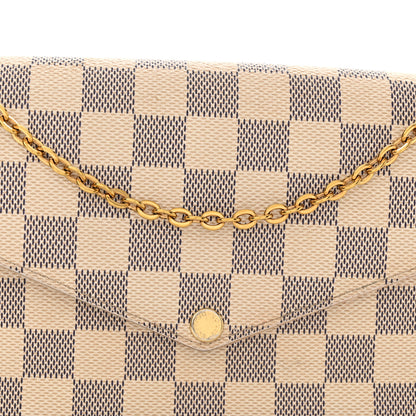 Louis Vuitton Damier Azur Pochette Felicie Chain Wallet Rose Ballerine 9 of 15