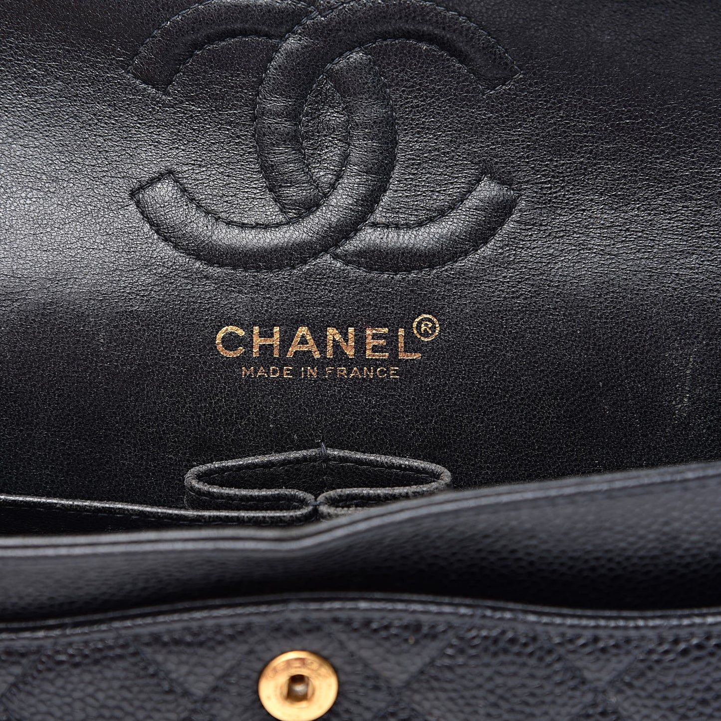 Caviar Quilted Small Double Flap Black