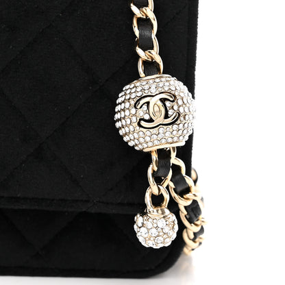Chanel Velvet Quilted Pearl Crush Wallet On Chain WOC Black 12 of 12