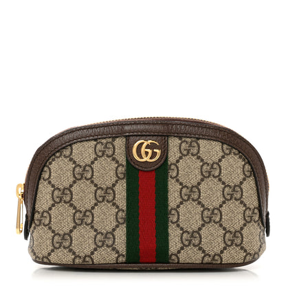 Gucci GG Supreme Monogram Textured Calfskin Web Medium Ophidia Cosmetic Case Beige Ebony New Acero 1 of 7