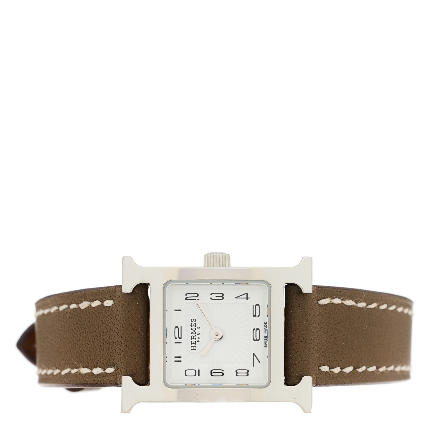 Hermes Stainless Steel Swift 17.2mm Heure H Hour Watch Etoupe 2 of 5
