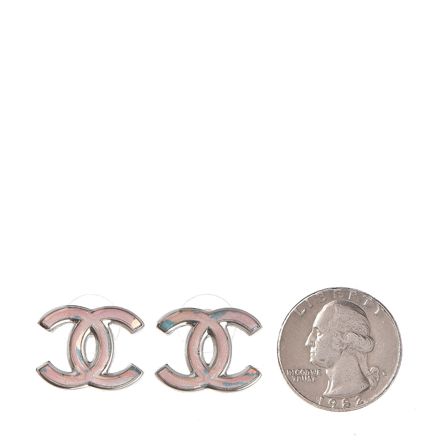 Chanel Iridescent Resin CC Earrings Silver Multicolor 2 of 5