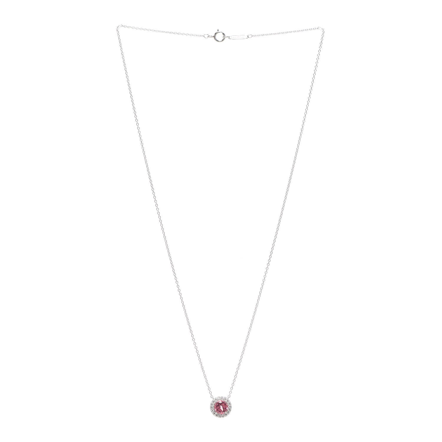 Tiffany Platinum Diamond Pink Tourmaline Soleste Pendant Necklace 3 of 6