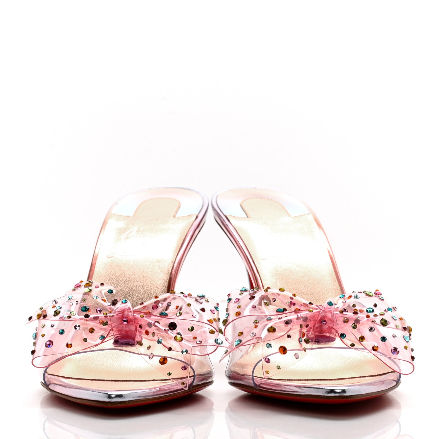 Christian Louboutin PVC Crystal Aqua Strass 80 Mules 38.5 Silver Multicolor 2 of 9