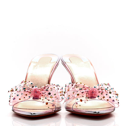 Christian Louboutin PVC Crystal Aqua Strass 80 Mules 38.5 Silver Multicolor 2 of 9