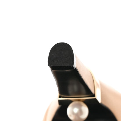Chanel Lambskin Cap Toe Pearl Pumps 38.5 Beige Black 8 of 15