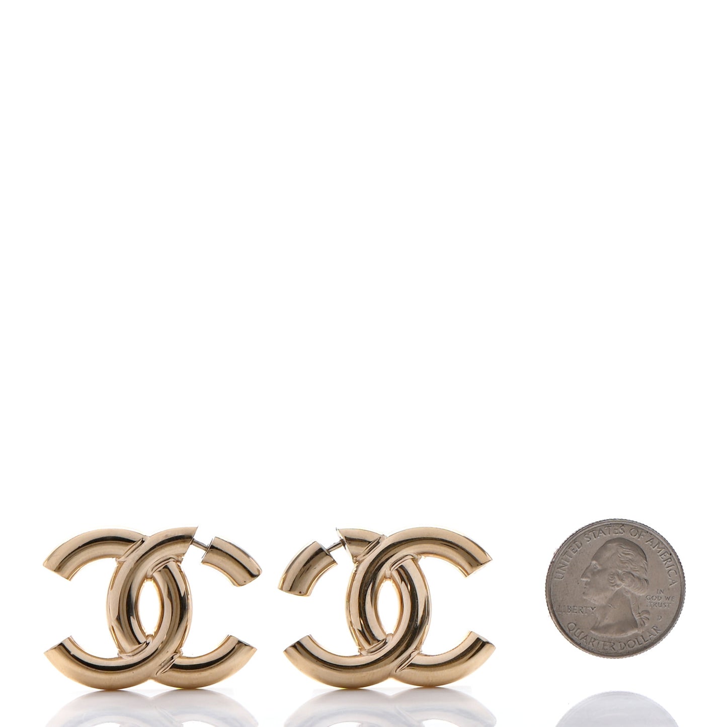 Metal Large CC Earrings Light Gold