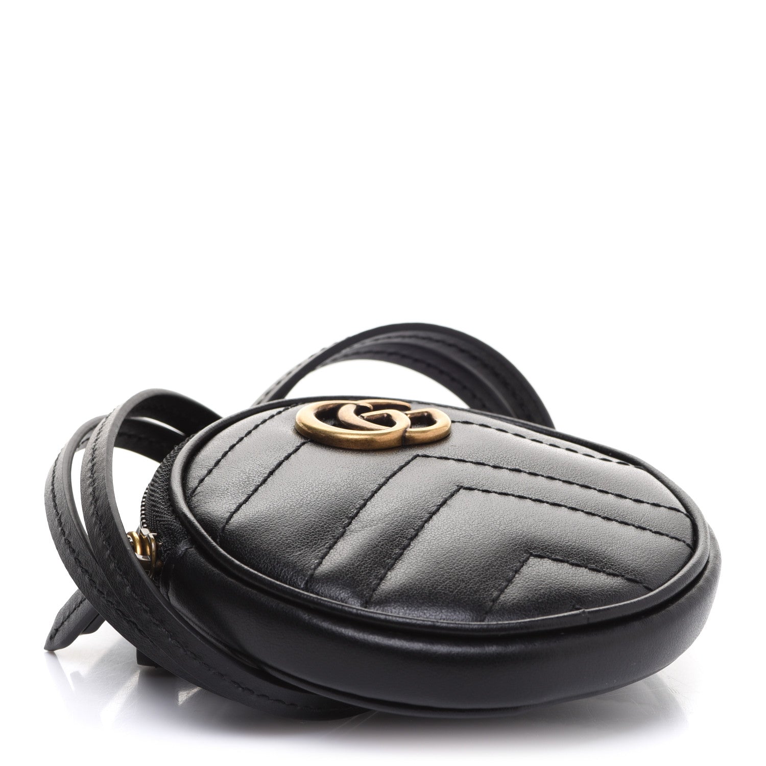 Gucci Calfskin Matelasse GG Marmont Round Mini Bag Black 4 of 9