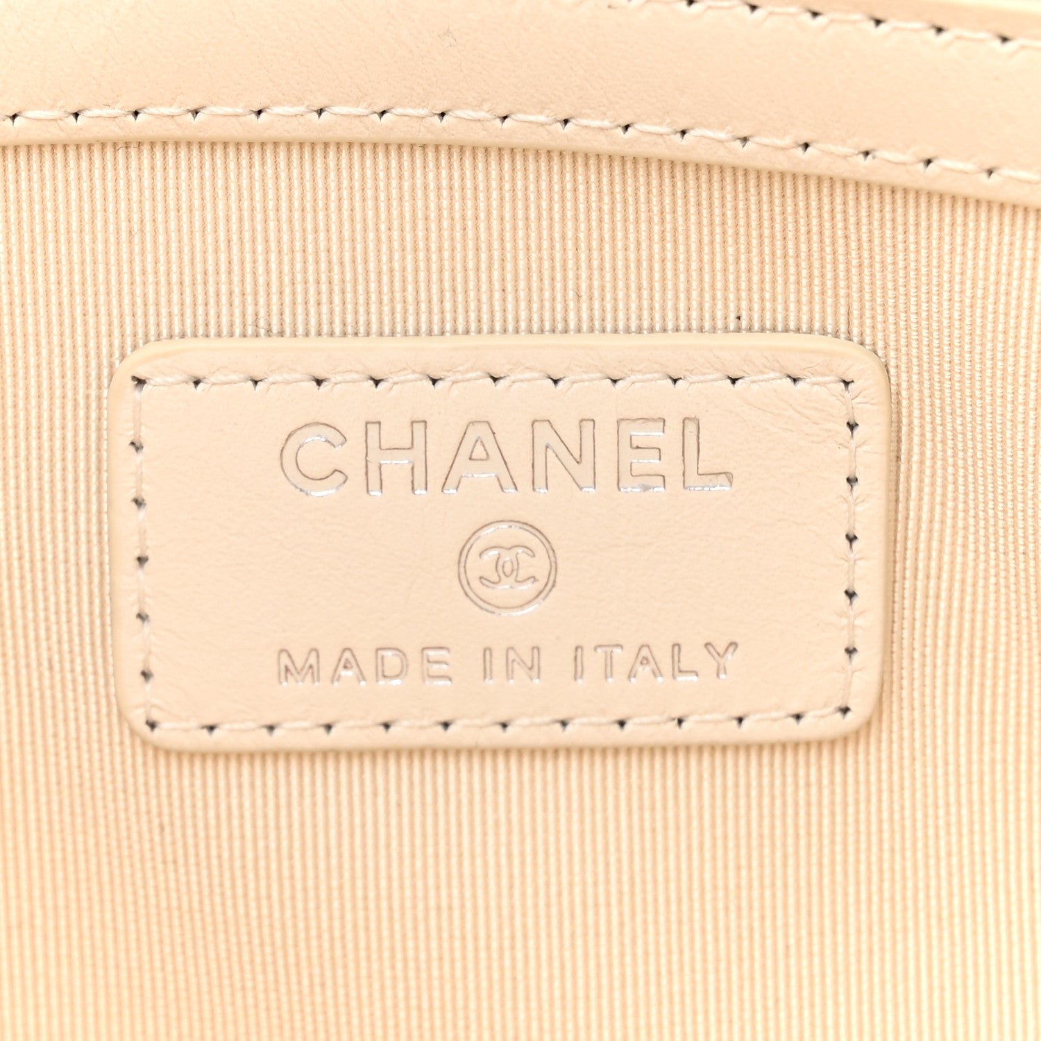 Chanel Shiny Calfskin Crystal Pearl Logo Cosmetic Case White 6 of 10
