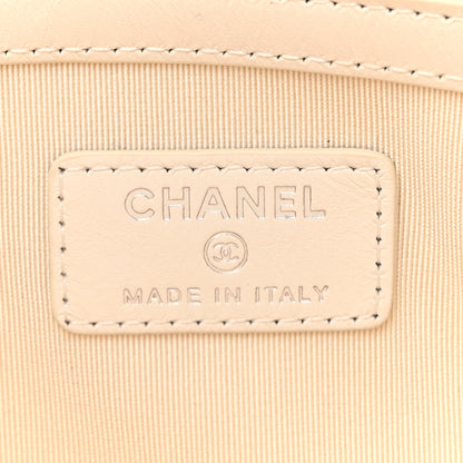 Chanel Shiny Calfskin Crystal Pearl Logo Cosmetic Case White 6 of 10