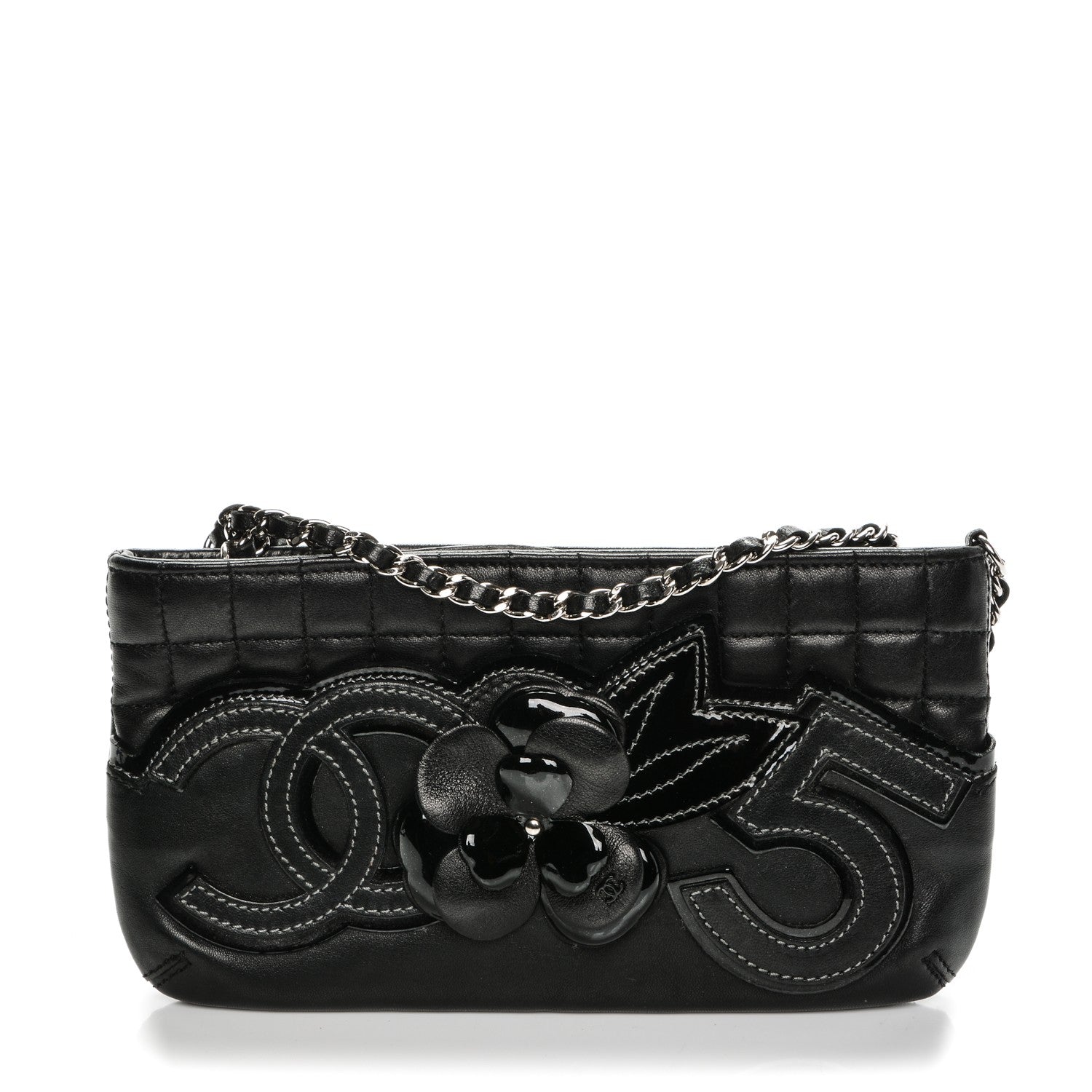 Chanel Lambskin Camellia N°5 Clutch Bag Black 1 of 7