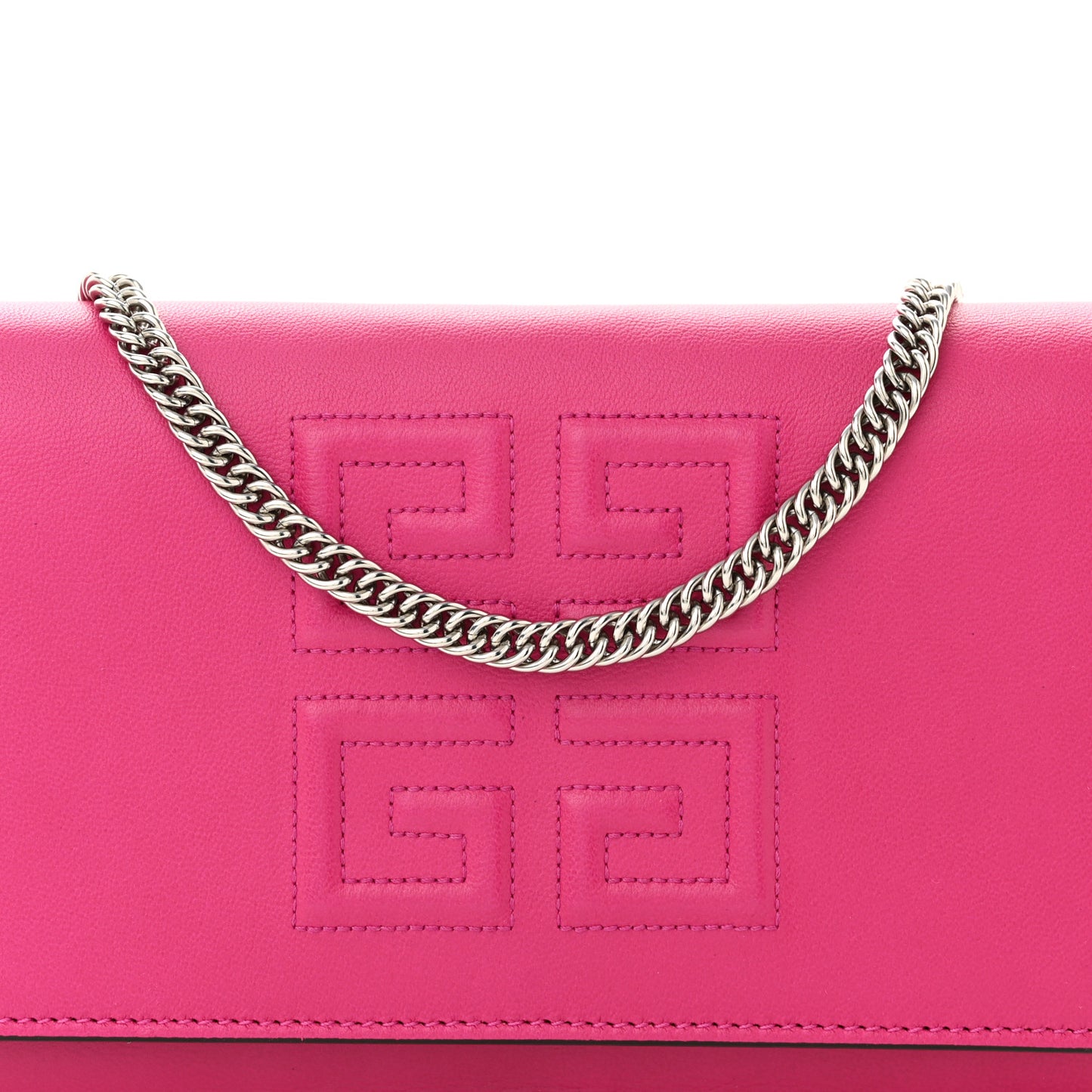 Lambskin Emblem Chain Wallet Cyclamen