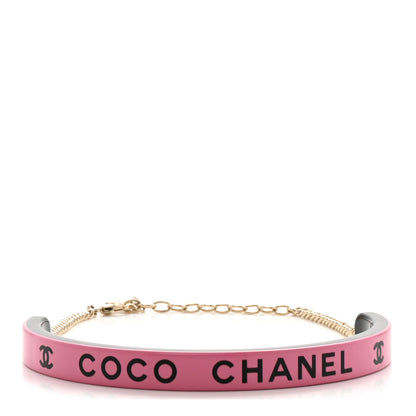 Chanel Resin Logo Choker Pink Black 1 of 6