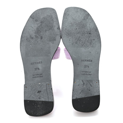 Hermes Suede Goatskin Crystal Oran Sandals 37.5 Violet Amethyste 6 of 9