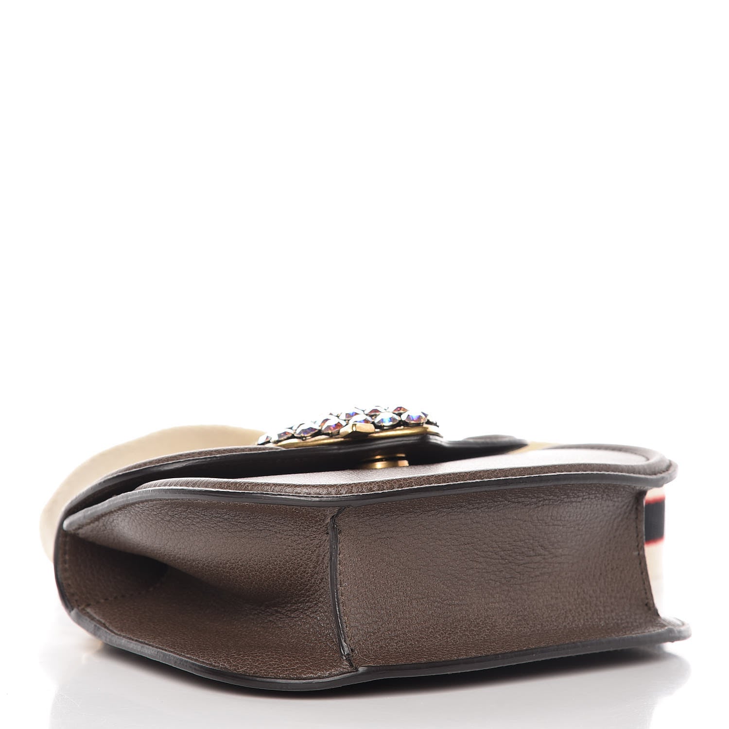 Gucci Textured Calfskin Web Crystal Heart Stripe Small Totem Shoulder Bag New Acero 4 of 8