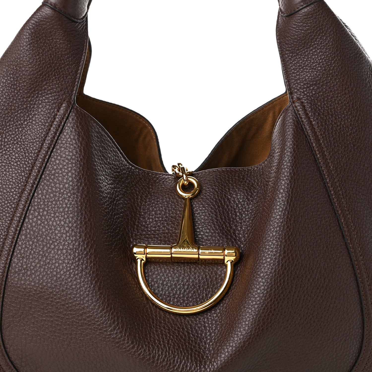 Gucci Grained Calfskin Softbit Maxi Shoulder Bag Dark Brown 7 of 9