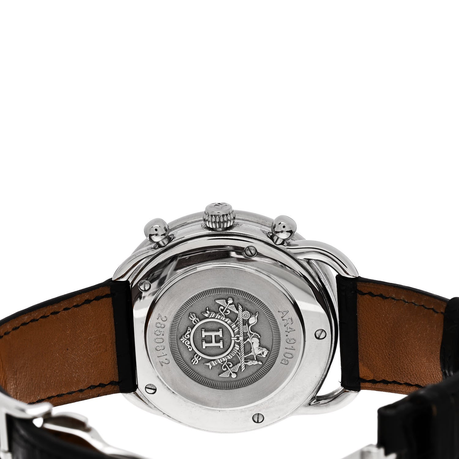 Hermes Stainless Steel Alligator 43mm Arceau Chronograph Automatic Watch Noir 4 of 5