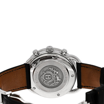 Hermes Stainless Steel Alligator 43mm Arceau Chronograph Automatic Watch Noir 4 of 5