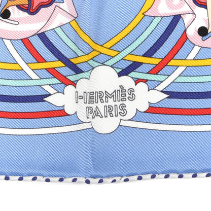 Hermes Silk Carres Volants Scarf 70 Bleu Myosotis White 3 of 6