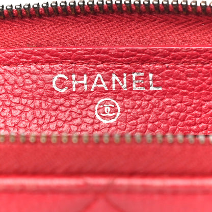 Chanel Caviar Quilted Small Zip Around Wallet Red 6 of 19