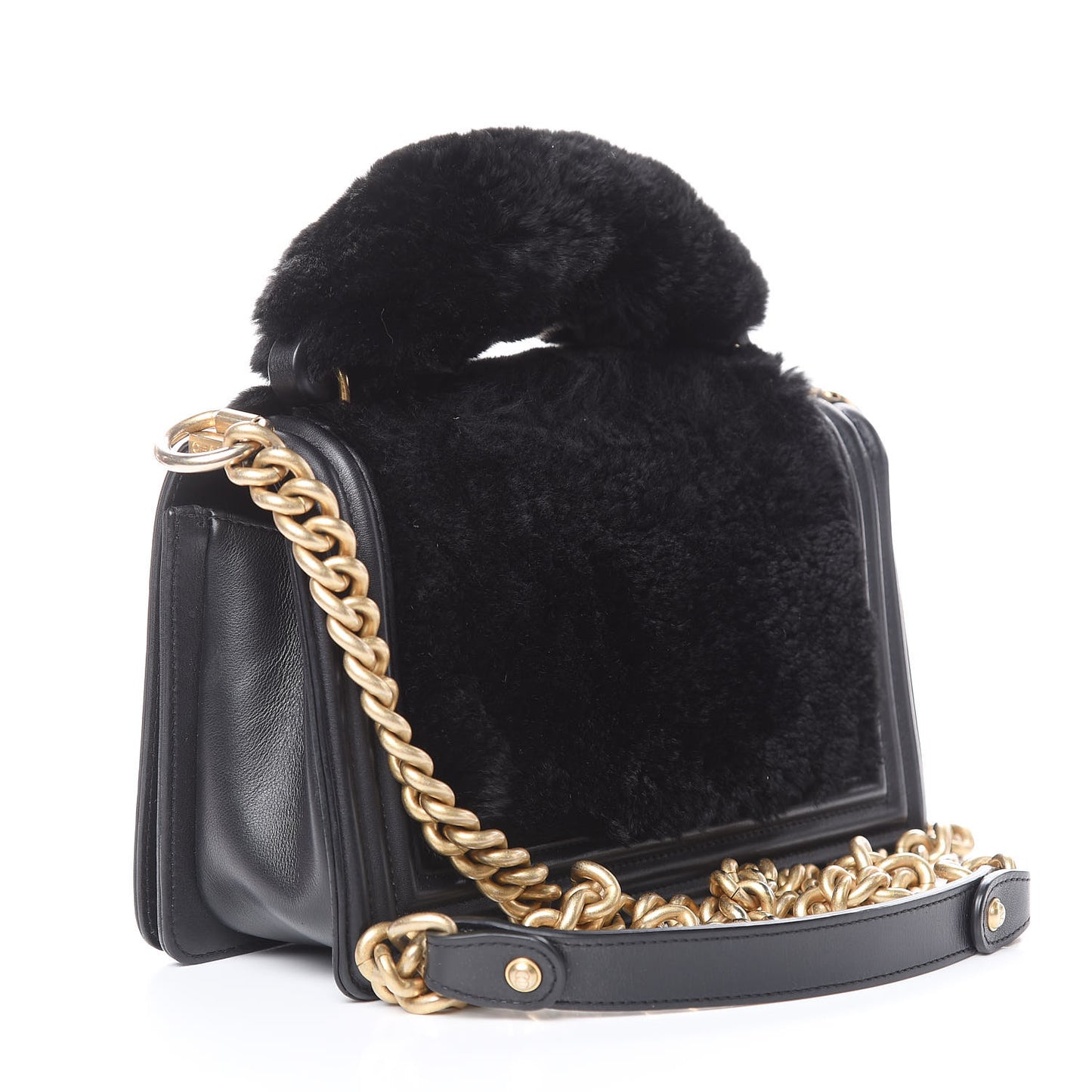 Orylag Medium Boy Top Handle Flap Black