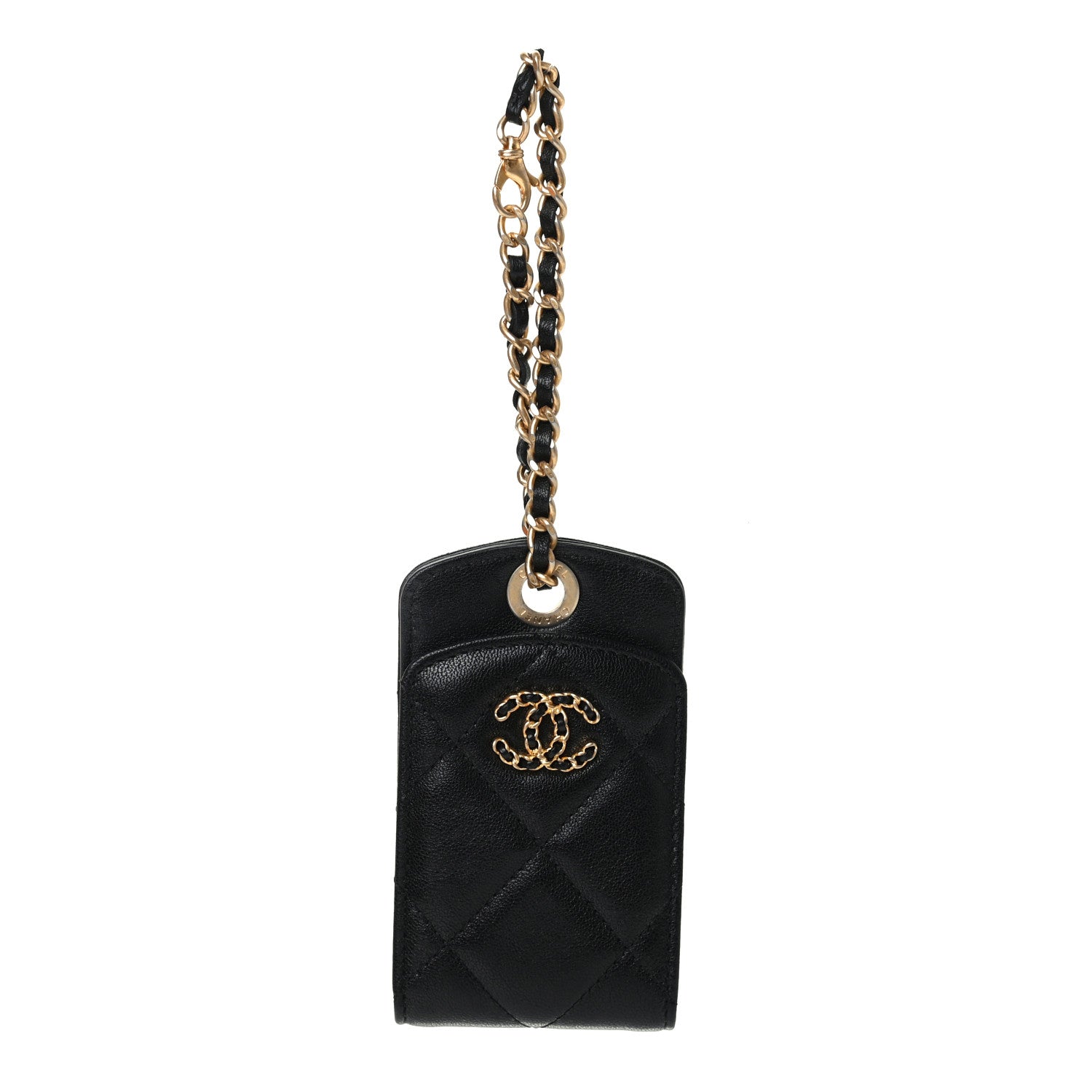 Chanel Lambskin Quilted Chanel 19 Luggage Tag Black 1 of 3