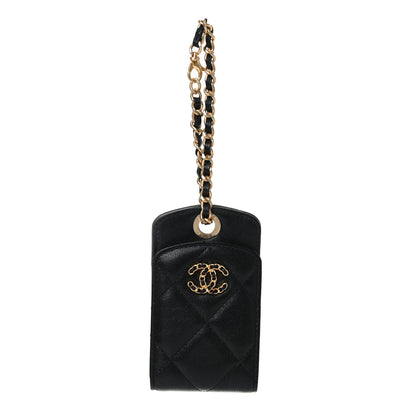 Chanel Lambskin Quilted Chanel 19 Luggage Tag Black 1 of 3