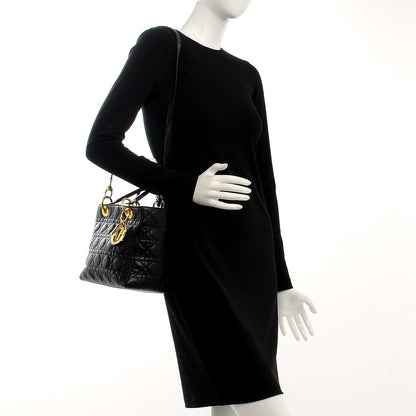 Christian Dior Lambskin Cannage Medium Lady Dior Black 2 of 12