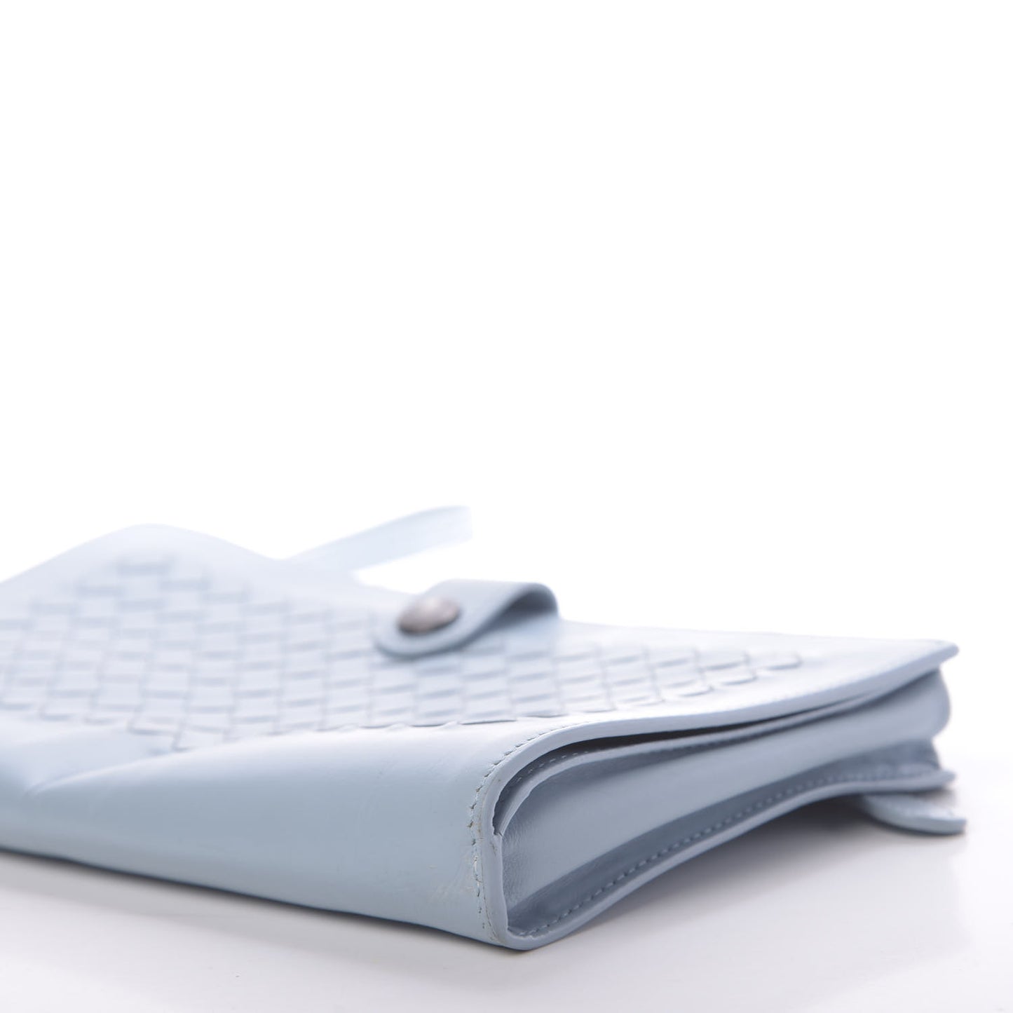 Calfskin Intrecciato Flap Wristlet Light Blue