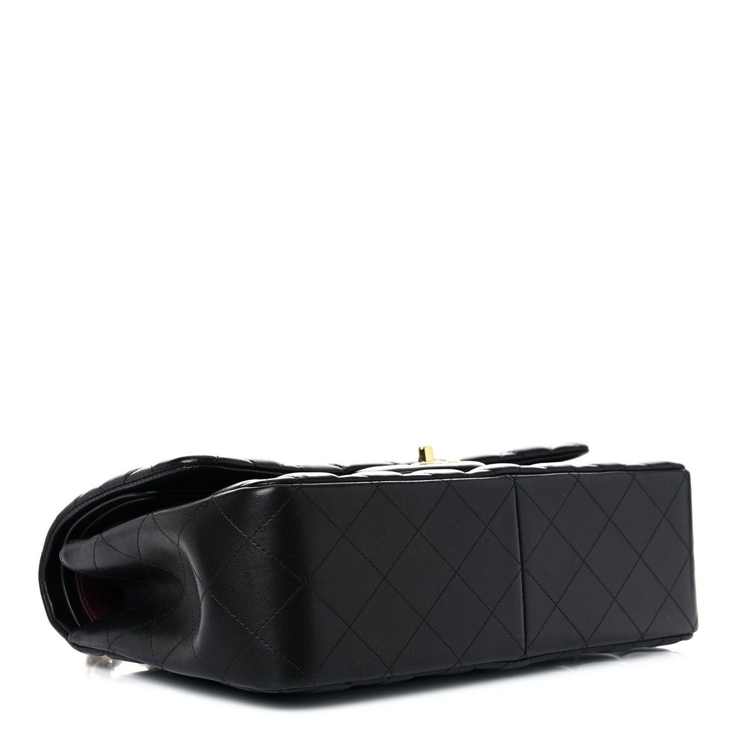 Lambskin Quilted Jumbo Double Flap Black