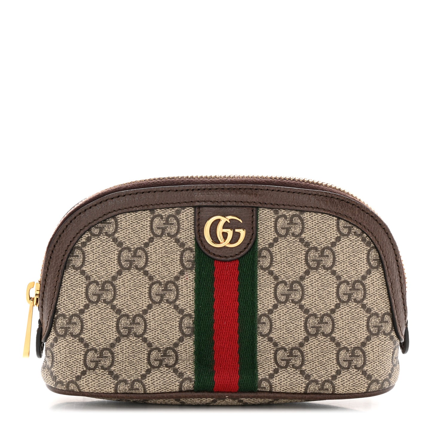 GG Supreme Monogram Textured Calfskin Web Medium Ophidia Cosmetic Case Beige Ebony New Acero