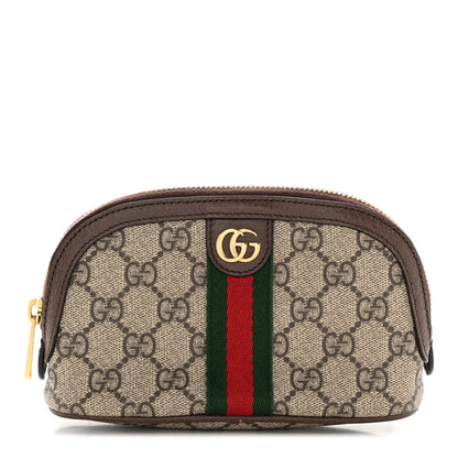 Gucci GG Supreme Monogram Textured Calfskin Web Medium Ophidia Cosmetic Case Beige Ebony New Acero 1 of 9