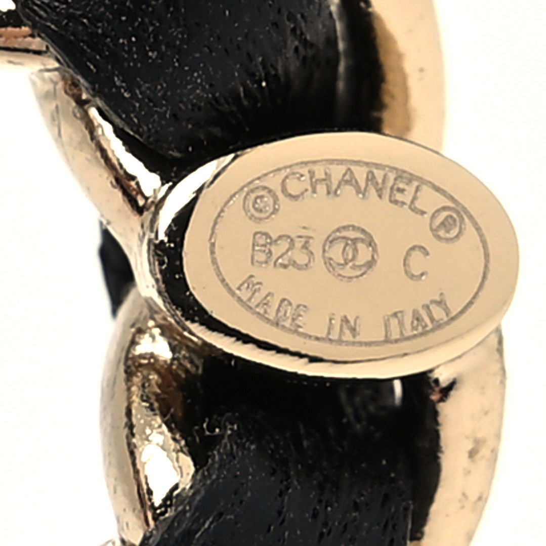 Chanel Metal Resin Lambskin Quilted CC Turnlock Chain Flap Bag Earrings Black Gold 4 of 4