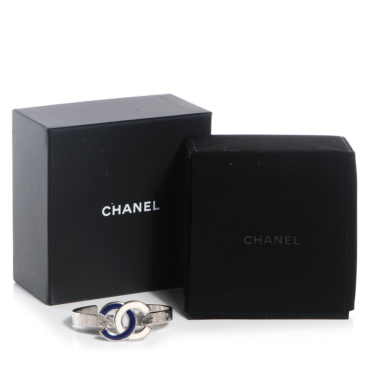 Enamel CC Bracelet Blue White